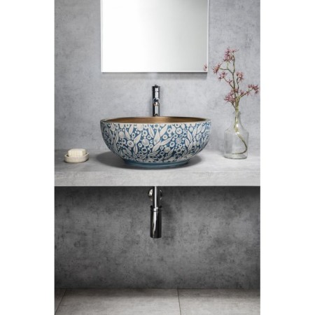 Sapho PRIORI umywalka ceramiczna nablatowa ? 41 cm miedź/niebieski ze wzorem PI037