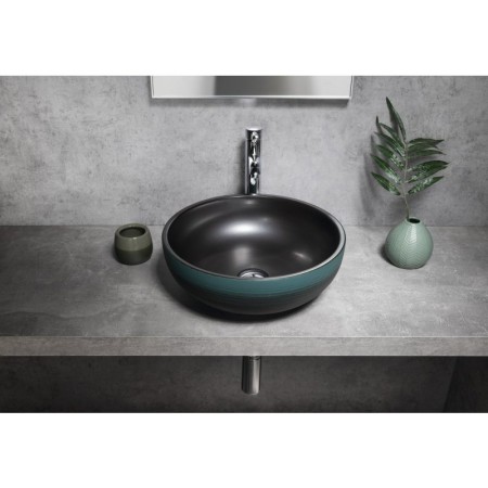 Sapho PRIORI umywalka ceramiczna nablatowa ? 41cm czarny/zielony PI039