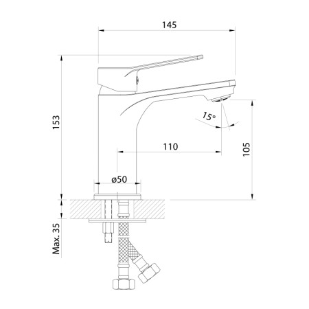 Aqualine SINTRA bateria umywalkowa stojąca bez odpływu chrom SX002