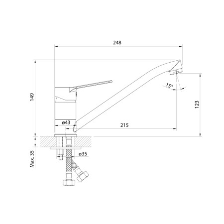 Aqualine SINTRA bateria kuchenna chrom SX070