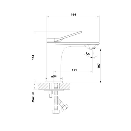 Aqualine BOLERO bateria umywalkowa bez odpływu chrom BC002