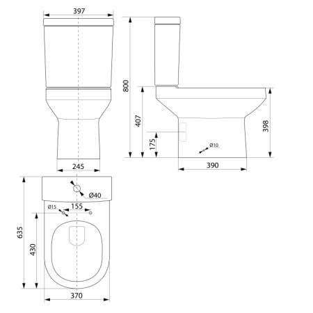 Aqualine VERMET kompakt WC odpływ pionowy/poziomy biały VR038