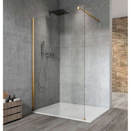 Gelco VARIO GOLD MATT jednoczęściowa kabina przysznicowa Walk-In montaż przy ścianie szkło czyste 700 mm GX1270-01