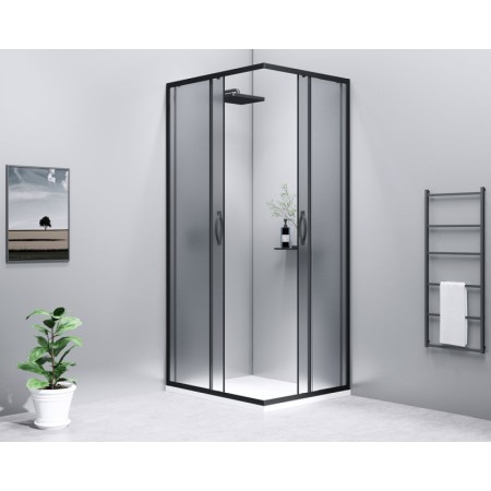Gelco SIGMA SIMPLY BLACK kabina prysznicowa 800x800 mm wejście z rogu Brick szkło GS2480B-01