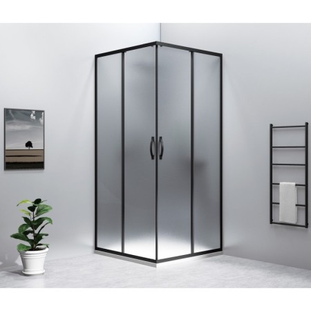 Gelco SIGMA SIMPLY BLACK kabina prysznicowa 900x900 mm wejście z rogu Brick szkło GS2490B-02