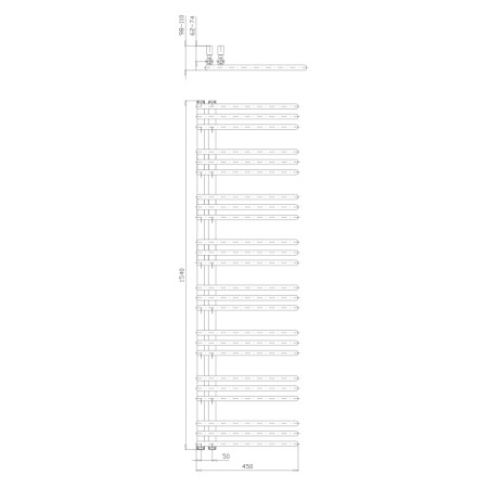 Aqualine POSEIDON grzejnik łazienkowy 450x1540mm biały PS415