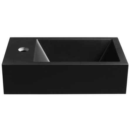Sapho AMAROK umywalka kompozytowa 40x22cm czarny mat bateria z lewej strony AR400B