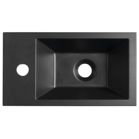 Sapho AMAROK umywalka kompozytowa 40x22cm czarny mat bateria z lewej strony AR400B