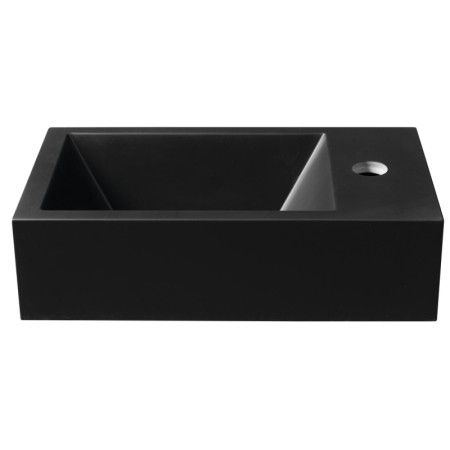 Sapho AMAROK umywalka kompozytowa 40x22cm czarny mat bateria z prawej strony AR500B