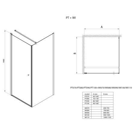 Aqualine PILOT kabina prysznicowa 800x800 mm szkło Brick PT080-01