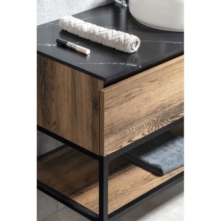 Sapho SKARA szafka pod umywalkę 80x50x45cm czarny mat/dąb collingwood CG008-1919