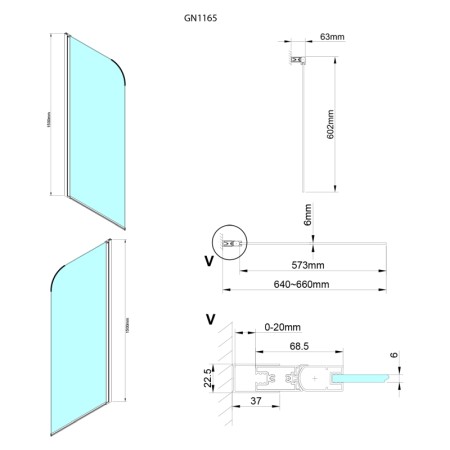 Gelco LORO parawan wannowy 650mm szkło czyste GN1165