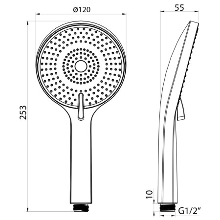 Sapho Słuchawka prysznicowa z masażem 3 tryby ? 120 mm ABS/chrom SK879