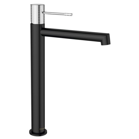 Sapho SOLARIS bateria umywalkowa bez odpływu wysoka czarny mat/chrom WD006BC