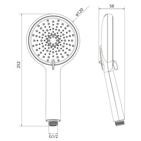 Sapho Słuchawka prysznicowa z masażem 4 funkcje średnica 120mm ABS/czarny mat 1204-51B