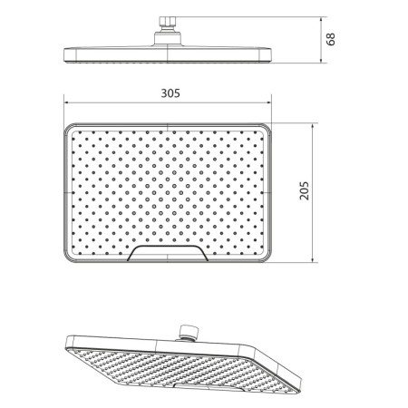 Sapho Deszczownia 205x305mm ABS/czarny mat SK152B