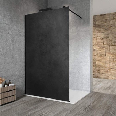 Gelco VARIO BLACK jednoczęściowa kabina przysznicowa Walk-In montaż przy ścianie blat HPL Kara 700 mm GX2670GX1014