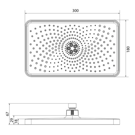 Sapho Deszczownia 300x180mm ABS/chrom SK851