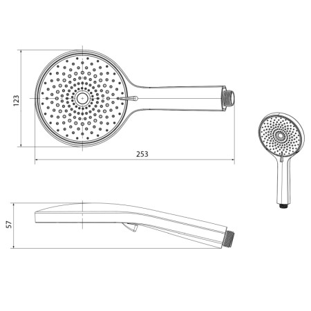 Sapho Słuchawka prysznicowa z masażem 4 funkcje średnica 123mm czarny mat 1204-10B