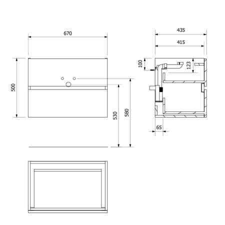 Sapho ODETTA szafka umywalkowa 67x50x43.5cm antracyt mat DT070-3434