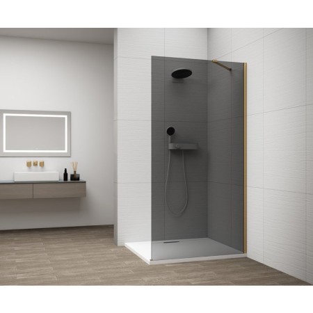 Polysan ESCA GOLD MATT jednoczęściowa kabina przysznicowa Walk-In montaż przy ścianie szkło dymione 1500 mm ES1215-04