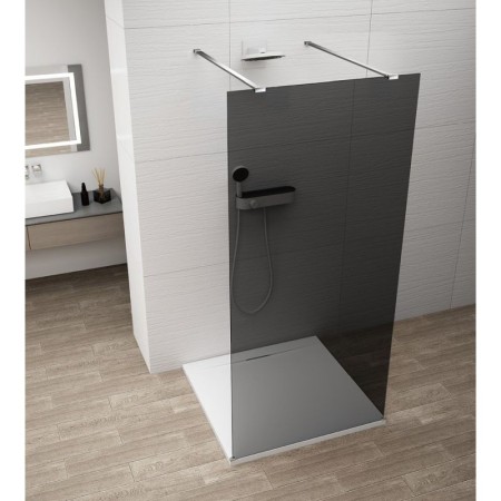 Polysan ESCA CHROME jednoczęściowa kabina przysznicowa Walk-In szklo dymione 1100 mm ES1211-05