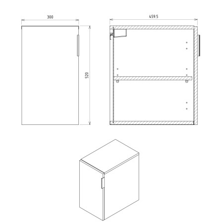 Sapho CIRASA szafka wisząca dolna 30x52x46cm prawa/lewa siena CR302-4242