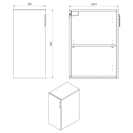 Sapho CIRASA szafka wisząca dolna 30x64x46cm prawa/lewa verde CR301-4444