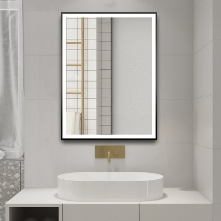 Aqualine CORNA lustro z oświetleniem LED 60x80cm czujnik dotykowy ściemnialne czarny mat CN060