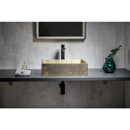 Sapho FORMIGO umywalka betonowa nablatowa 47.5x36.5cm złoty FG118