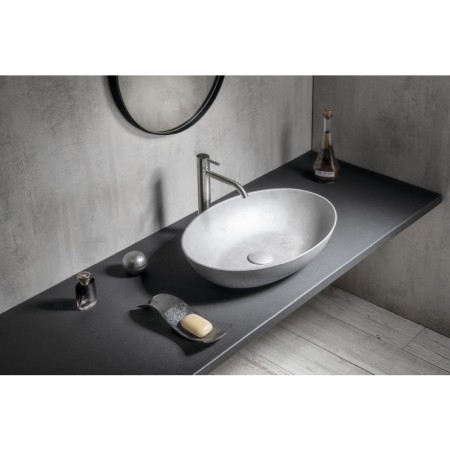 Sapho FORMIGO umywalka betonowa nablatowa 60x40cm srebrny FG219