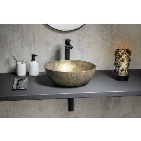 Sapho FORMIGO umywalka betonowa nablatowa średnica 39cm złoto FG318