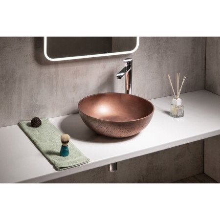 Sapho FORMIGO umywalka betonowa nablatowa średnica 39cm miedź FG320