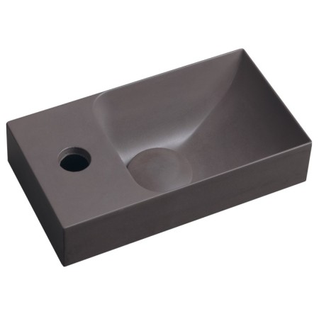 Sapho PICCOLINO umywalka betonowa 308x17cm bateria z lewej strony ciemny brąz PK30015
