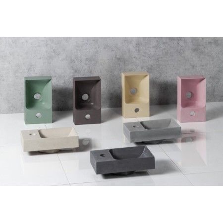 Sapho PICCOLINO umywalka betonowa 308x17cm bateria z lewej strony antracyt PK30016