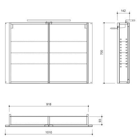 Sapho GRETA szafka z lustrem oświetlenie LED 101x70x14cm biały mat GR100-0031