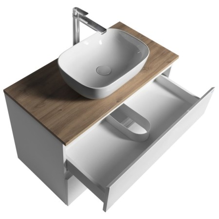 Aqualine ALTAIR szafka z płytą 87.5 cm biały/dąb emporio AI290-02