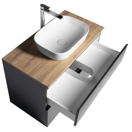 Aqualine ALTAIR szafka z płytą 87.5 cm dąb czarny mat/emporio AI690-01