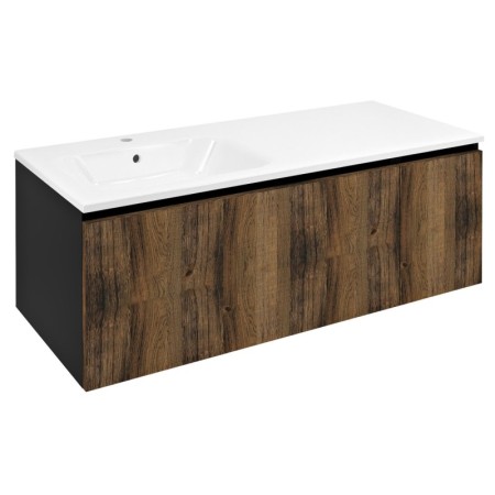 Sapho Lorea szafka z umywalką 121x46x515cm lewa dąb collingwood/czarny mat LE090-1935-L-03