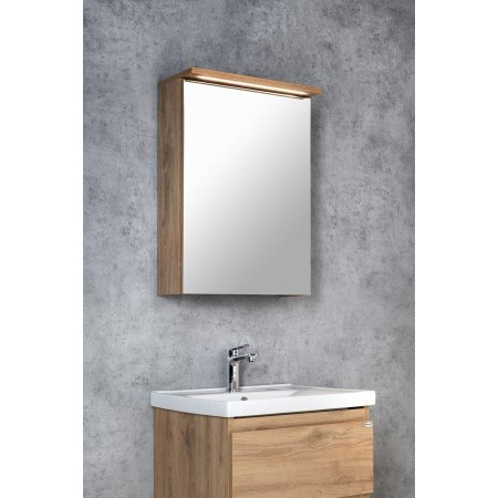 Aqualine Kawa Strip szafka z lustrem oświetlenie Led 50x70x22cm dąb emporio WGL35S