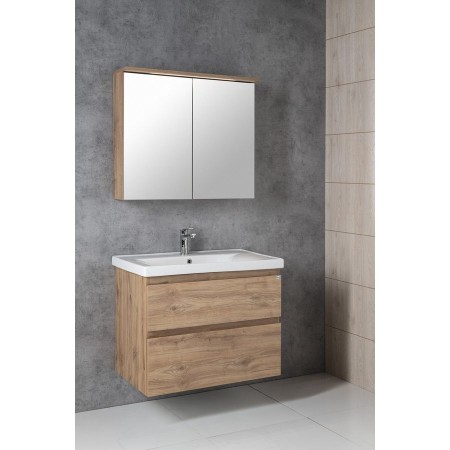 Aqualine Kawa Strip szafka z lustrem oświetlenie Led 80x70x22cm dąb emporio WGL38S