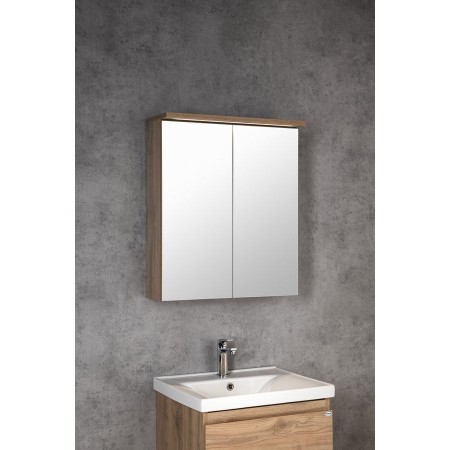 Aqualine Kawa Strip szafka z lustrem oświetlenie Led 60x70x22cm dąb emporio WGL36S