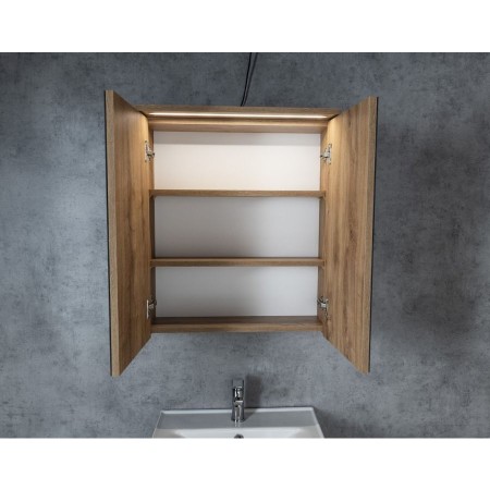 Aqualine Kawa Strip szafka z lustrem oświetlenie Led 60x70x22cm dąb emporio WGL36S