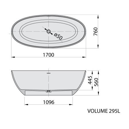 Polysan Noya wanna wolnostojąca 170x76x56cm solid surface biały mat 92330