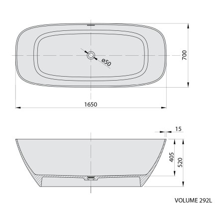 Polysan Medina wanna wolnostojąca 165x70x52cm solid surface biały mat 92430