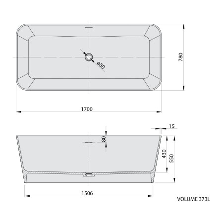 Polysan Leyla wanna wolnostojąca 170x78x55cm solid surface biały mat 92530