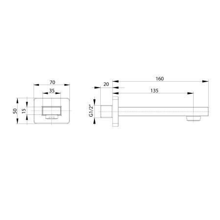 Sapho Wylewka ścienna 160 mm czarny mat BO412