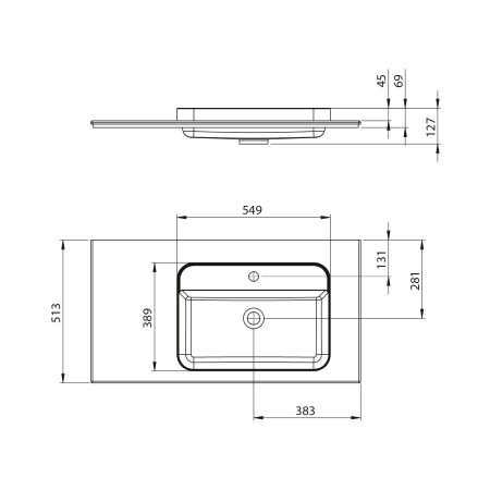 Sapho Brahea umywalka 966x515cm Rockstone prawy biały mat BT097R