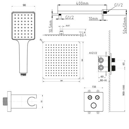 Sapho Smart Select prawa termostatyczny 2 wyjścia przyłącze kątowe chrom RP042-01