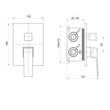 Aqualine Ritmo bateria prysznicowa podtynkowa 3 wyjścia box podtynkowy chrom RT043